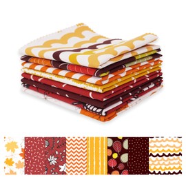 Soimoi 8 Pc Fat Quarter Bundle - Autumn Fall Print 18"x 22" DIY Patchwork- 100% Cotton Pre-Cut Quilting Fabric (Red & Yellow)