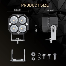 ASLONG 2PCS 3Inch Flood LED White/Amber Flasing Strobe Pods with Six Modes Square Cube Fog Lights Bumper Work Lights with Switch Wiring Harness for Offroad Truck 4WD SUV ATV UTV