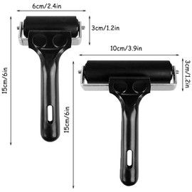 2 Pieces Rubber Roller, Rubber Roller Pressure Roller Rubber Brayer Paint Roller Rubber Brayer Roller Lino Paint Roller with Handle Craft Rubber Roller for Lino Printing, Stamping, Printing, Wallpaper
