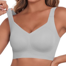 MNBBO 2025 Wireless Bras with Support and Lift Wirefree Bras Lift Sagging Breasts Bralette Push Up Seamless Sleep Bra (Grey,L)