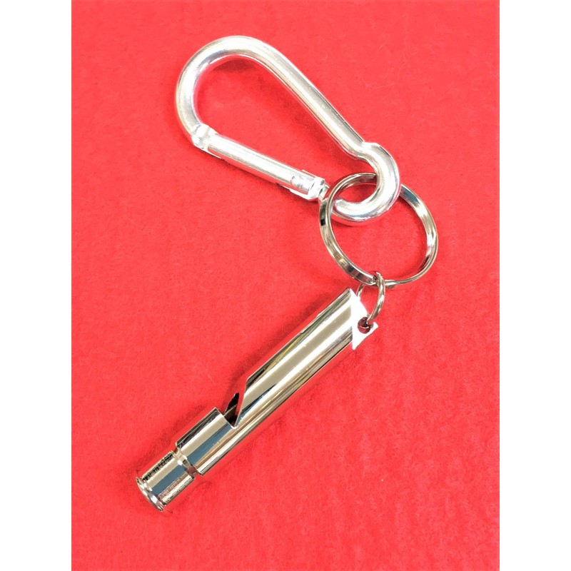 Cylinder Shaped Earthquake Disaster Whistle with Carabiner Key Chain