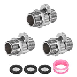 sourcing map G1/2" Male x Male Shower Shut Off Valve, Brass Water Flow Control Valve for Shower Head with Hose Flow Restrictor, Silver