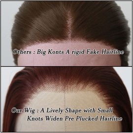 BTWTRY Reddish Brown Synthetic Lace Front Wig Long Straight Auburn Brown Lace Front Synthetic Wig Pre Plucked Natural Hairline Glueless Heat Resistant Fiber Hair Wig for Fashion Women (Reddish Brown)