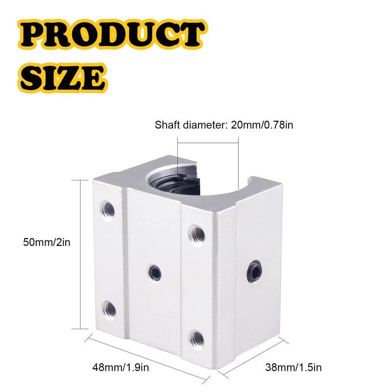 DEEPDREAM 4pcs SBR20UU Aluminum Block 20mm Linear Motion Ball Bearing