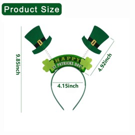 SOPSTUO St patricks Day Headband, St Patricks Day Accessories, St Patricks Day Outfits Accessories, Irish Hat Head Bopper, Green Shamrock Headbands for Adults Kids