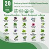 20 Culinary Herbs & Edible Flower Seeds Variety Pack for