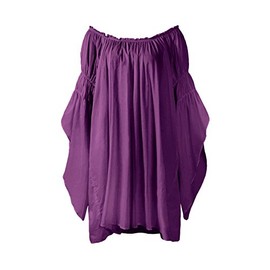 Reminisce Boutique Renaissance Adult Women's Purple Cotton Casual Cosplay Dress (60" Girth, 32" Long)