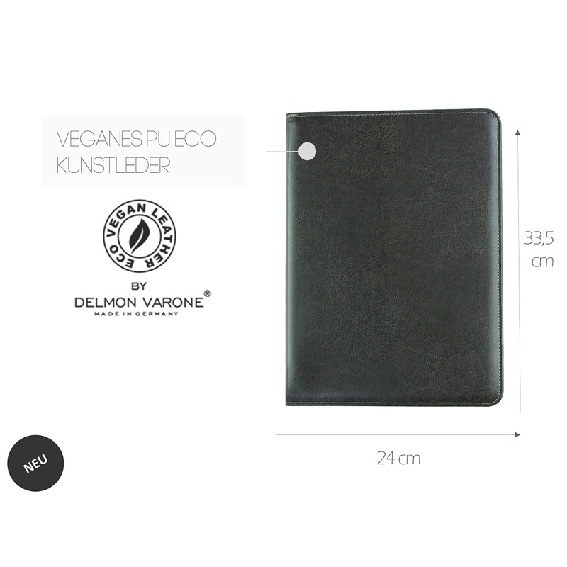 DELMON VARONE Tablet Writing Case with Zip Including Notepad DIN