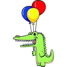 Cute Alligator Crocodile Party Balloons Happy Kids Cartoon Vinyl Sticker (4" Tall, Color)