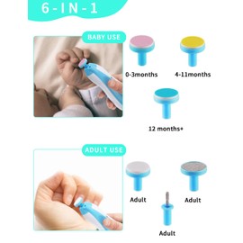 Baby Nail Trimmer Electric,Nail Clippers File for Baby No Sharp Claws Hurt, 6 in 1 with Light Safety Cutter for Newborn Infant Toddler Kids Toes and Fingernails Care