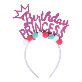 Birthday Headband Girl Tiara Crown Headband, Birthday Party Hats, Birthday Princess Crown Hair Band Party Decoration Hair Accessories for Kids Birthday Party Christmas Gifts Photo Prop (Pink A)