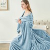 BEDELITE Fleece Blankets Queen Size Washed Blue Throw Blankets for