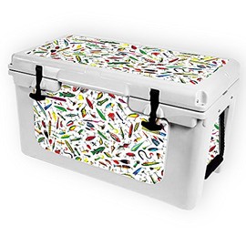MightySkins (Cooler Not Included) Skin Compatible with RTIC 45 Cooler (2017 Model) - Bright Lures | Protective, Durable, and Unique Vinyl Decal wrap Cover | Easy to Apply | Made in The USA