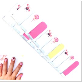 Jaysea Arts Kids Nails Strips - Color Beach Pink Green Street Polish Wraps, B4G1