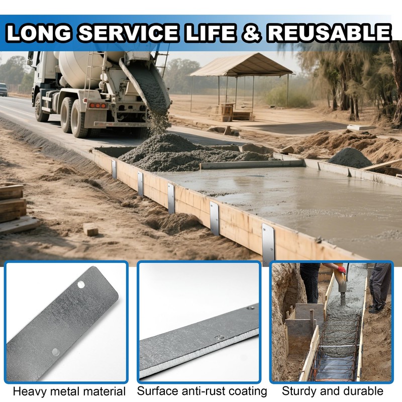 5PCS Flat Steel Stakes for Concrete Forms - 15.7 x