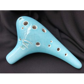 Focalink Alto C 12 Holes Ceramic Ocarina.Easy to Learn, Good for Beginner & Great Gift. Linn's Arts! (Jade Crackle Glazed)