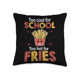Cute Fried Potatoes For Boys Or Girls School Hot Fries Throw Pillow
