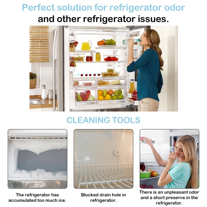 Bomtop Fridge Cleaning Set, Fridge Drain Cleaning, Fridge Brushes, Cleaning