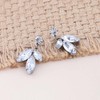 TseenYi Crystal Cluster Bridal Earrings Silver CZ Leaf Dangle Earrings