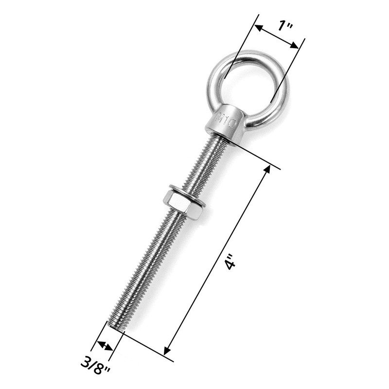 QWORK Stainless Steel Machinery Eye Bolt with Shoulder, 5 Pack