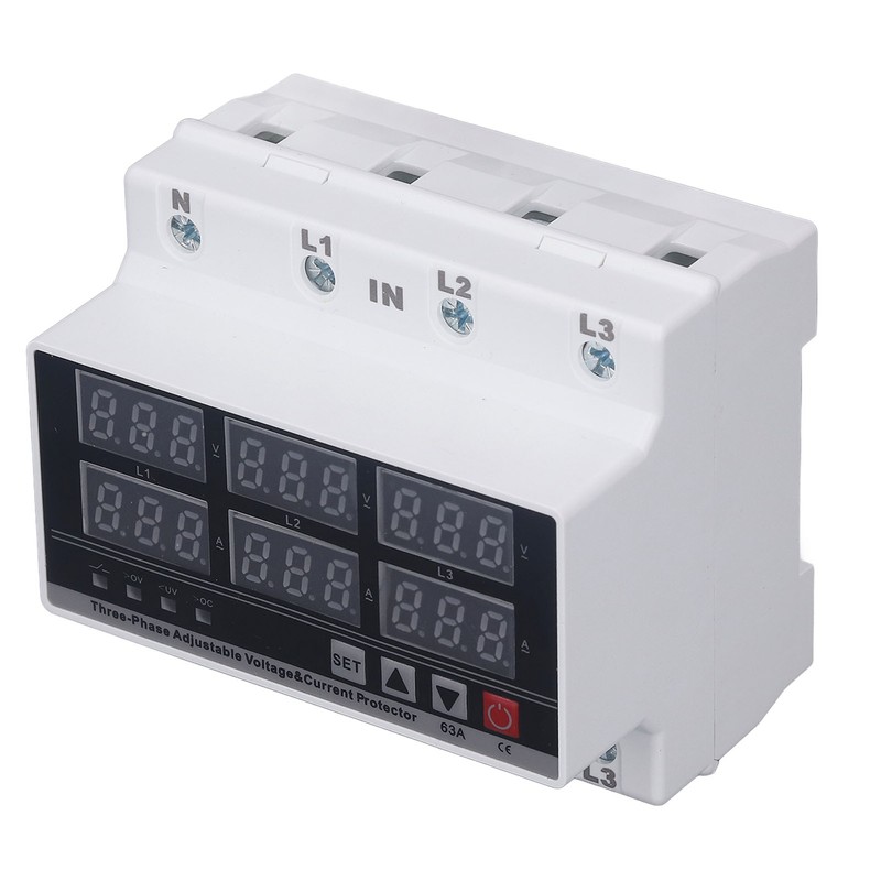 Under Over Voltage Protector 63A 3 Phase 4 Wire Adjustable