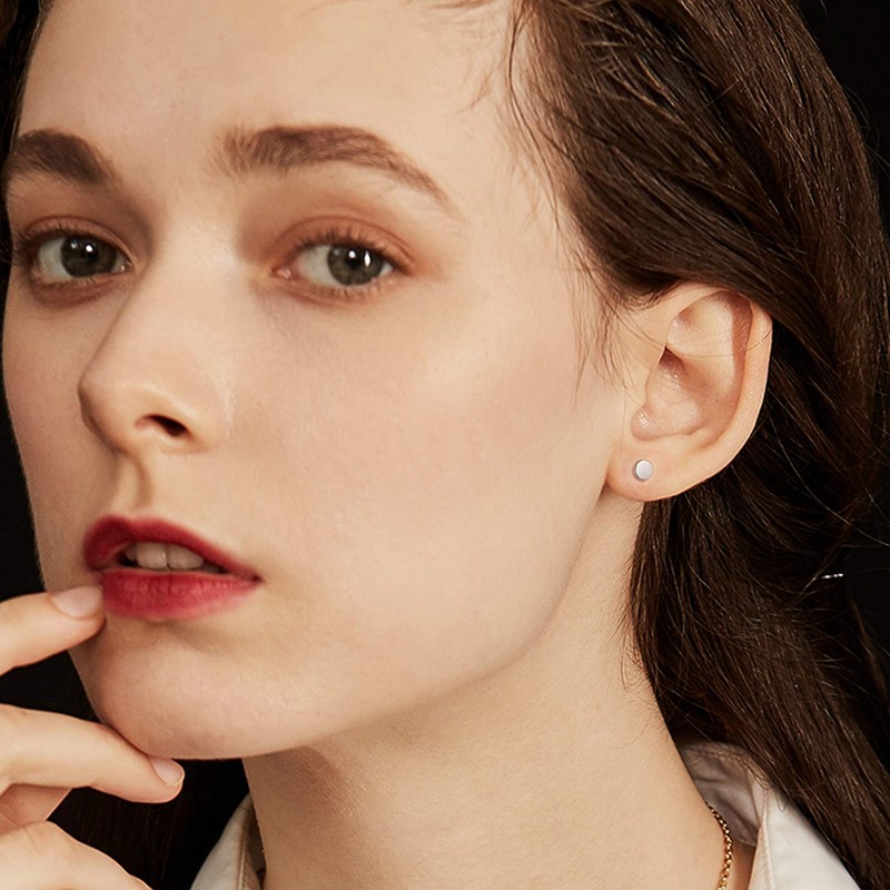 925 Sterling Silver Dot Stud Earrings | Small Simple Round