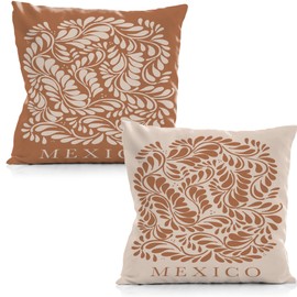 LUVADIAN Modern Mexican Talavera Tiles Pillow Covers 22x22 Set of 2 - Mexican Decor, Mexican Decor for Home, Mexican Gifts for Women, Mexican Floral Throw Pillows (Reversible Pillow)