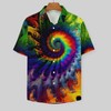 Liohans Hawaiian Mysterious Psychedelic Rainbow Totem Tie-Dye Lapel Pocket Short
