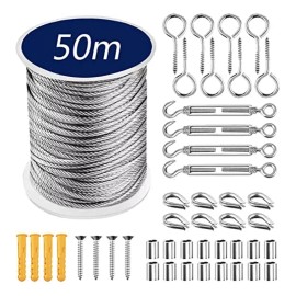 cuerda de alambre 50m Steel Tensioner Cable Kit,kit De Cable Tensor De Acero