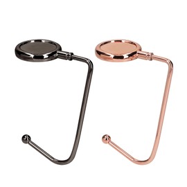 kwmobile 2 x Table Handbag Holder Hook - Non-Slip Bag Hook Holder Handbags - Bag Hanger Holder in Silver, Black copper