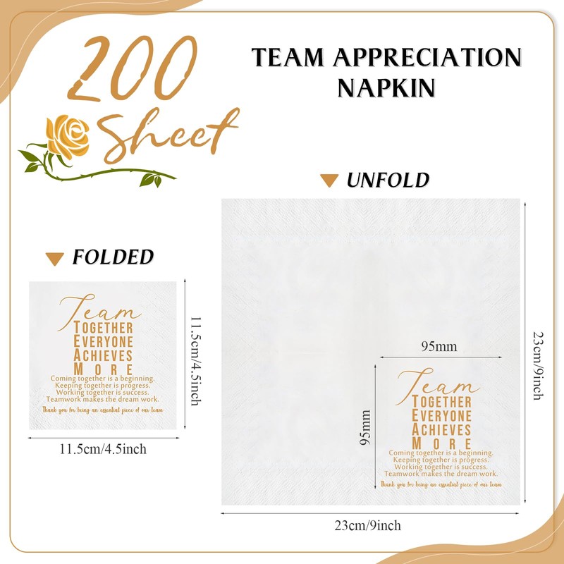Kosiz 200 Pack Team Appreciation Napkins Gift Inspirational Employee Office