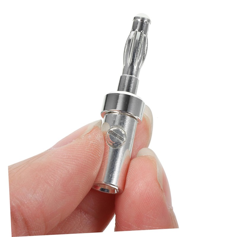 TEHAUX 4pcs Silver Plated Banana Plugs for Audio Connection Compact