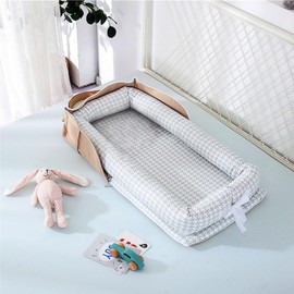 Huggynest Baby Lounger, Portable Infant Lounger for Newborn, Portable Breathable Baby Nest Cosleeping Adjustable U-Shaped Safety Bumper - Blue Dinosaur