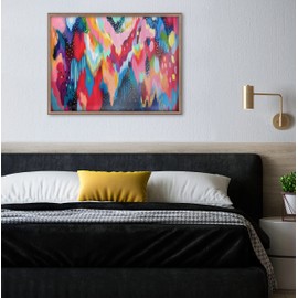 Kate and Laurel Blake EV Brushstroke 100 Framed Printed Acrylic Wall Art by Jessi Raulet of Ettavee, 24x32 Gold, Glamorous Modern Abstract Art