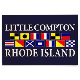 Lantern Press 12x18 Inch Premium Wood Sign, Ready to Hang Wall Decor, Little Compton, Rhode Island, Nautical Flags