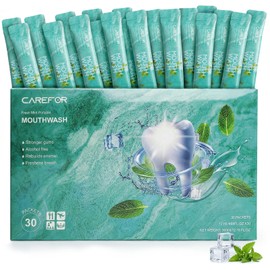 Mouthwash Travel Size Portable Packets to Go, Alcohol & Fluoride Free Fresh Mint MouthwashStrips for Superior Oral Hygiene,30 Individual Disposable Mouthwash Packs(Pack of 30)