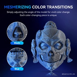 JAYO Silk PLA Filament 1.75mm Dual Colors Black Blue, Coextrusion Dual Color 3D Printer Filament, Shiny Multicolor Change, 1.1kg Spool(2.4lbs), Accuracy +/- 0.02mm for Most FDM 3D Printers