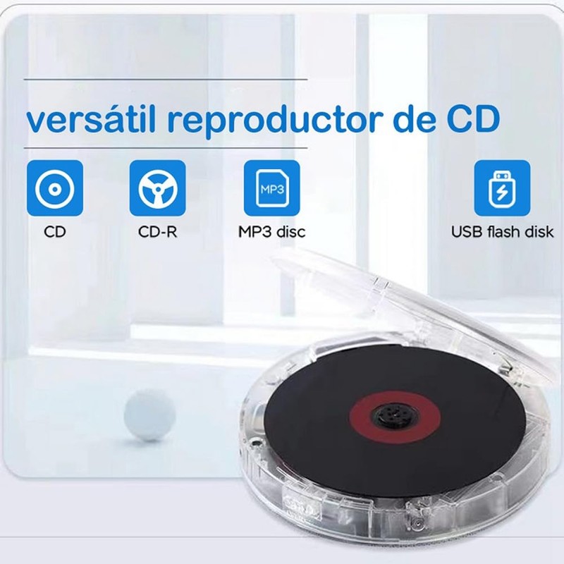 Byttlerom Protable Bluetooth CD Player Transparent Speaker Music with LCD