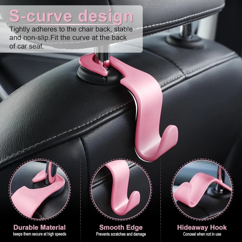 LivTee Car Seat Headrest Hooks for Bags, Coats & More