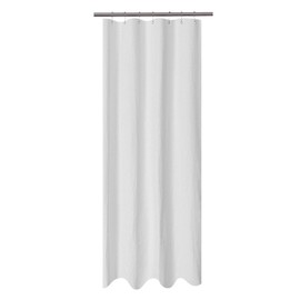 Stall Fabric Shower Curtain Waffle Weave 36 x 84 inches Extra Long Size, Hotel Grade, Spa, 230gsm Heavy Duty, Water Repellent, Washable, White, 36x84