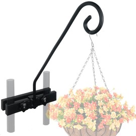 NEECONG Deck Hook Rail Suitable for Hanging Flower Baskets Wind Chimes Planters Bird Feeders Lights, Heavy Duty Fence Deck Hook Rail Holds up to 15lbs with Ease Note: Pole Length: 16.5 inches