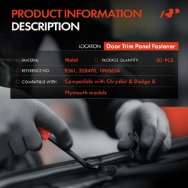 A-Premium 20PCS Metal Door Trim Panel Fasteners Retainer Clips Compatible with Dodge Charger, Challenger, Dart, Monaco & Chrysler Town & Country, Imperial, Newport & Plymouth Barracuda, Fury, GTX