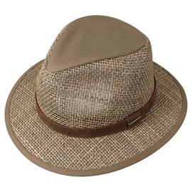 Stetson Medfield Seagrass Summer Hat - Men's Sun hat - Crown Out of Cloth - Suede Leather hat Band - Straw hat Spring/Summer Nature XXL (62-63 cm)