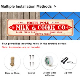Milk and Cookie Co Metal Sign Vintage Christmas Milk and Cookie Metal Sign Decor for Home Cafe Bar Restaurant Wall Art Decor Christmas Party Decor Sign 4x16 inch