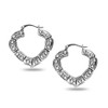LeCalla Sterling Silver Light-Weight Antique Bamboo Heart Hoop Earrings for