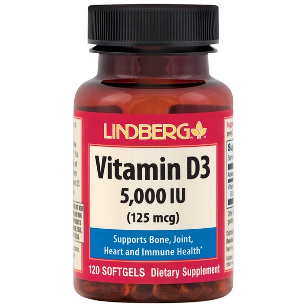 Lindberg Vitamin D3 5000 IU, 120 Softgels