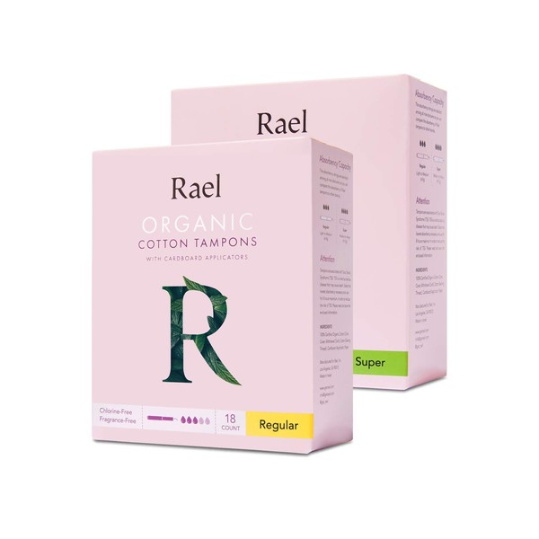 Rael Organic Cardboard Applicator Tampons - Regular Super Absorbency with