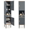 Tangkula Tall Bathroom Cabinet, Freestanding Storage Cabinet w/Doors Cabinet, Open