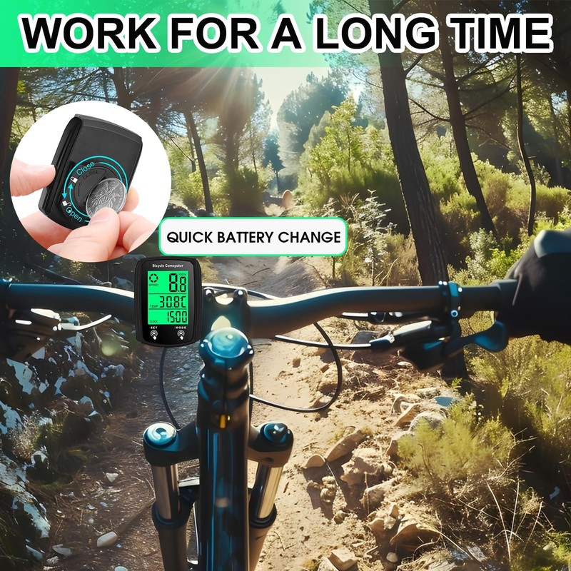 Bike Computer, 19 Functions IP54 Waterproof GPS Speedometer Odometer, Wired