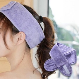 Purple Velcro Face Wash & Shower Headband with Wristbands Bathroom 2ea